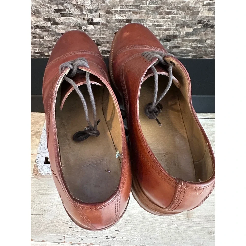 Frye James Lug Oxford Redwood Leather Cap Toe Dress Shoes Mens 8.5 D 3487943-RDD